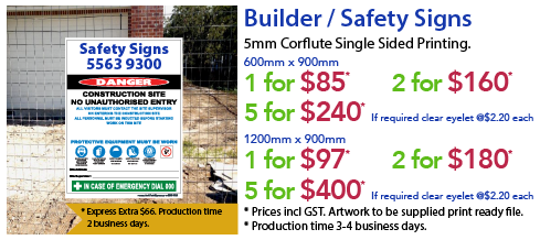 Corflute Builder/Safety Signs Jack Flash Signs